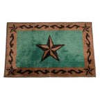 Star w/ Scroll Motif Kitchen/Bath Rug - Turquoise Rug