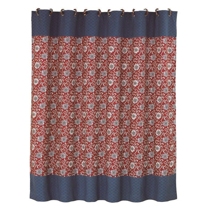 Floral shower curtain with blue detail, 72x72 Sale-Bath