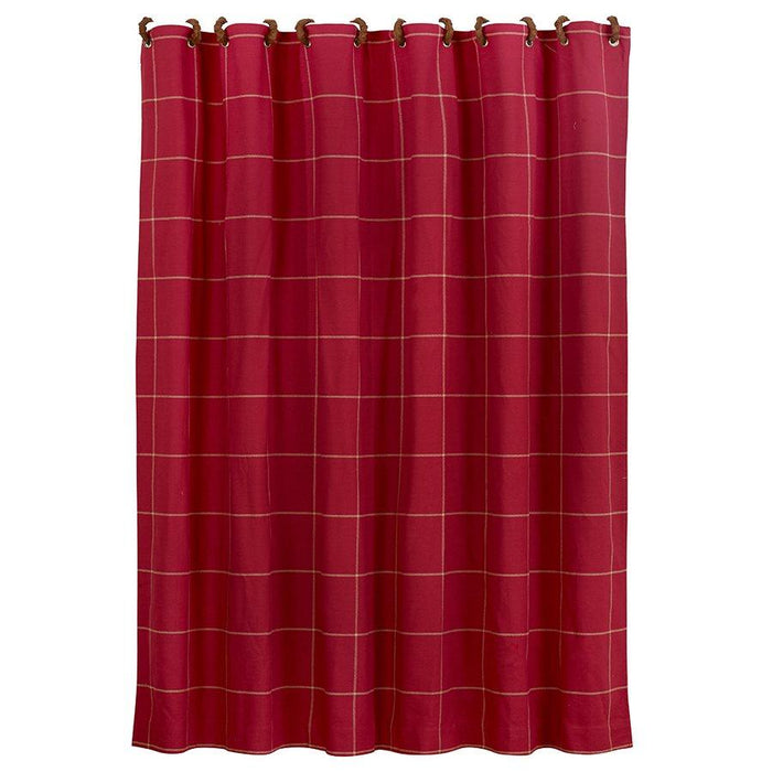 Red window pane shower curtain with button detail, 72x72 Sale-Bath