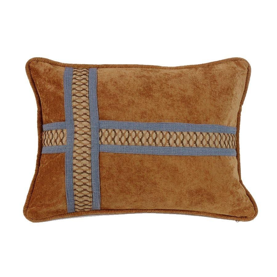 Lexington Caramel Cross Lumbar Pillow w/ Denim Blue Sale-Pillow