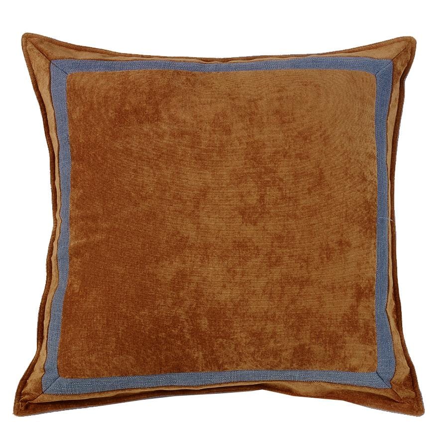 Lexington Russet & Blue Framed Velvet Euro Sham Sale-Sham