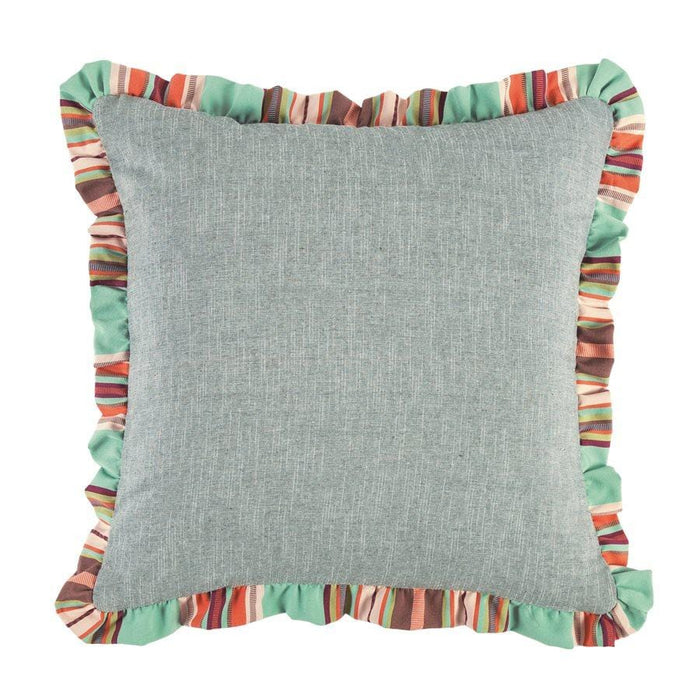 Chambray Euro Sham w/ Serape Striped Ruffle Sham