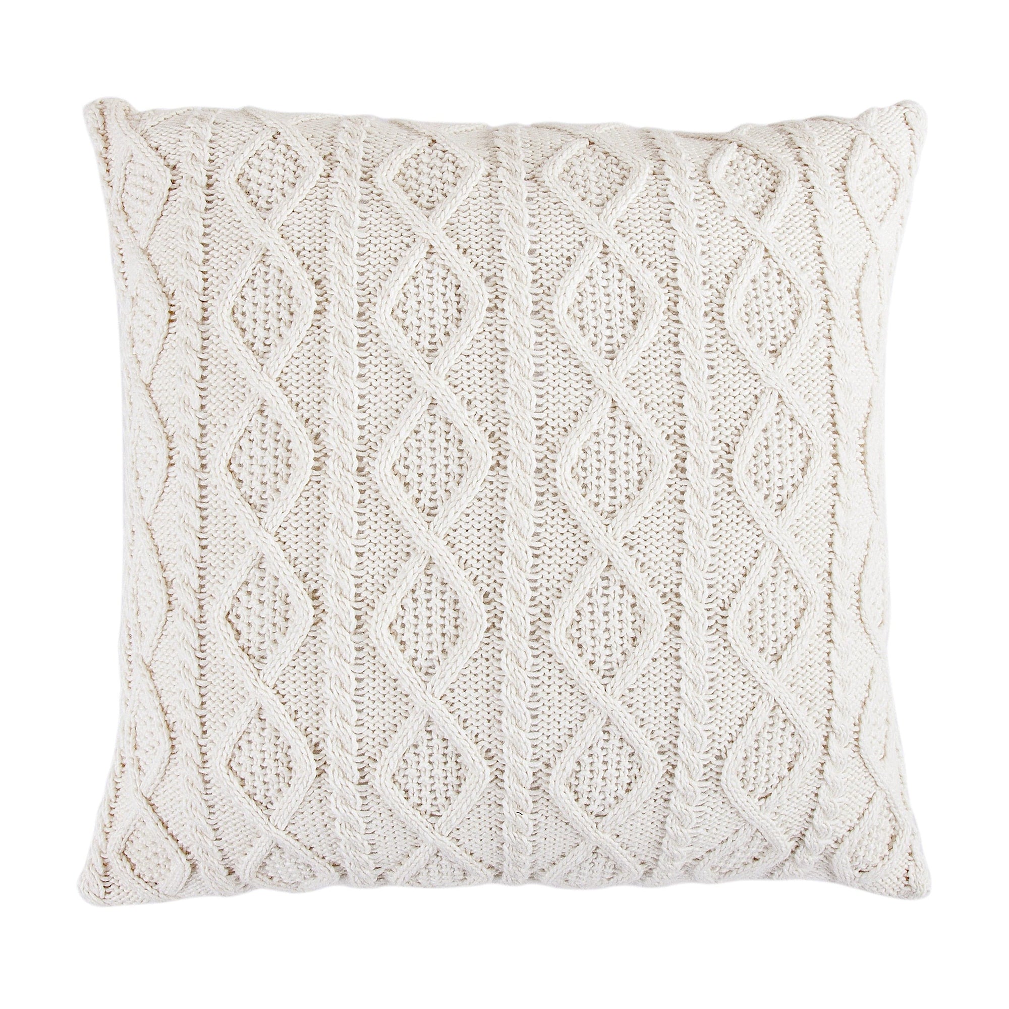 Cable Knit Soft Diamond Euro Sham, 3 Colors Cream Sham