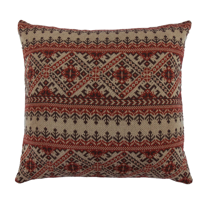 Fair Isle Knit Euro Sham - Red, Tan & Chocolate Sham