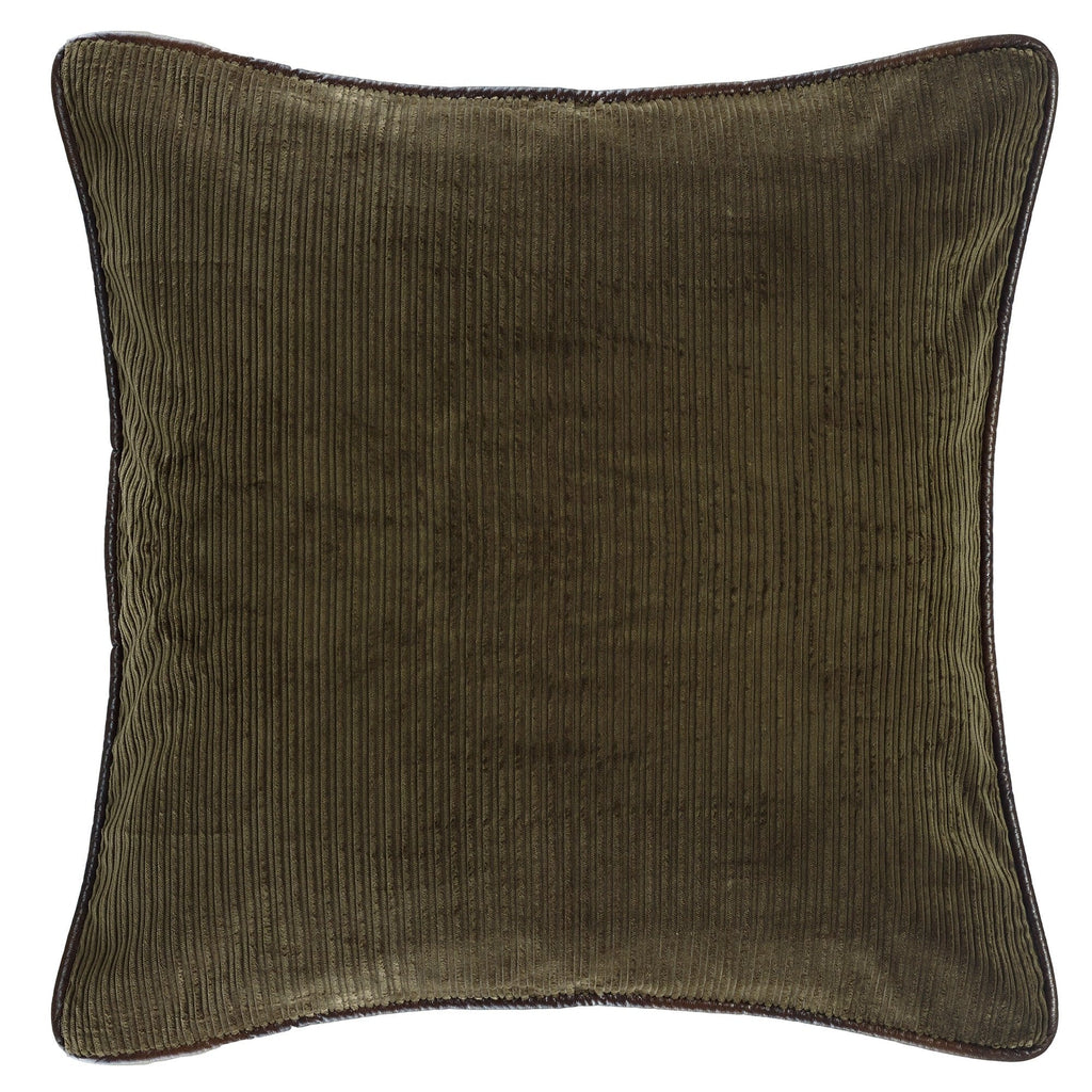 Green Corduroy Euro Sham Reversed to Tan Suede Sham