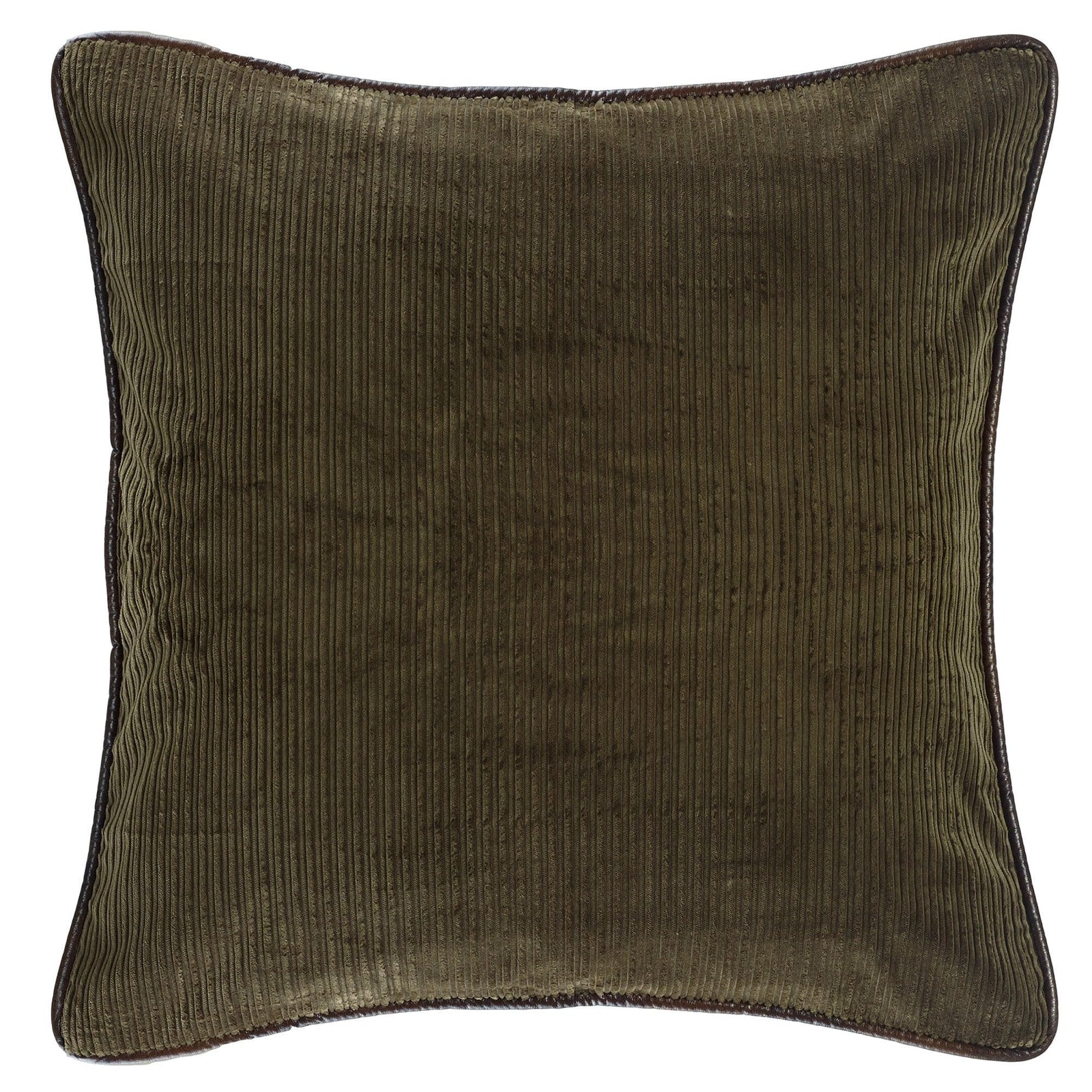 Green Corduroy Euro Sham Reversed to Tan Suede Sham