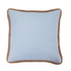 Washed Linen Jute Trimmed Euro Sham Light Blue Sham