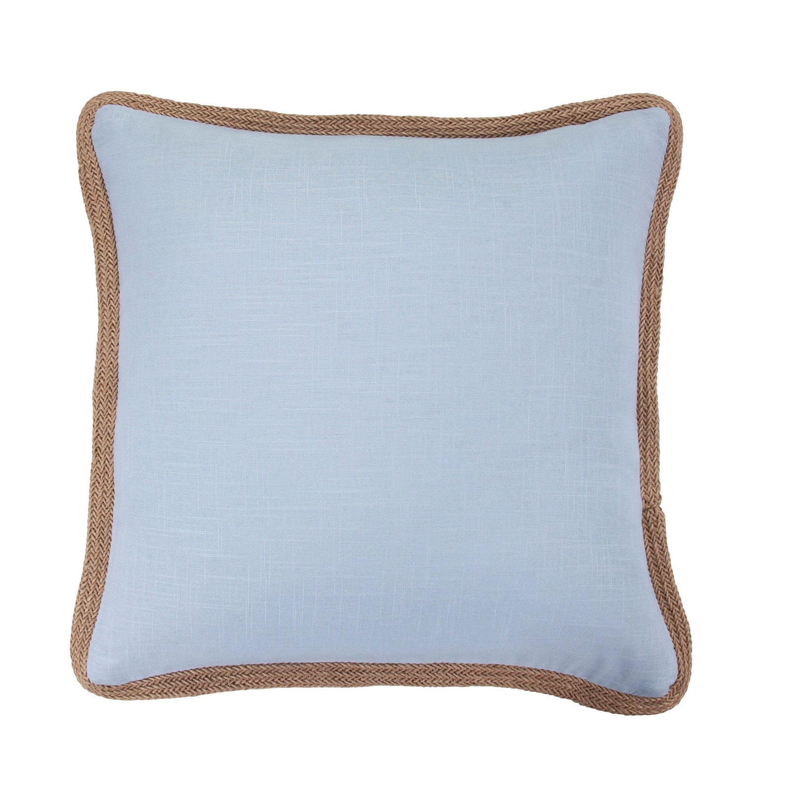 Washed Linen Jute Trimmed Euro Sham Light Blue Sham