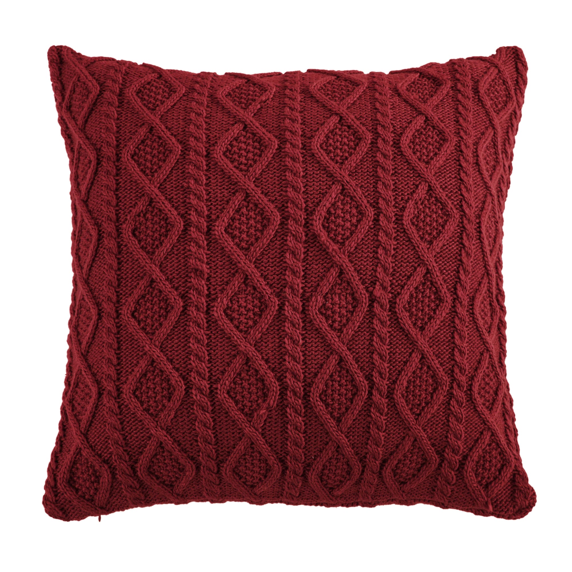 Cable Knit Soft Diamond Euro Sham, 3 Colors Red Sham