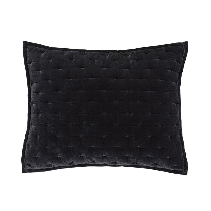 Stella Faux Silk Velvet Pillow Sham Standard / Black Sham