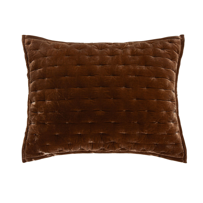 Stella Faux Silk Velvet Pillow Sham Standard / Copper Brown Sham