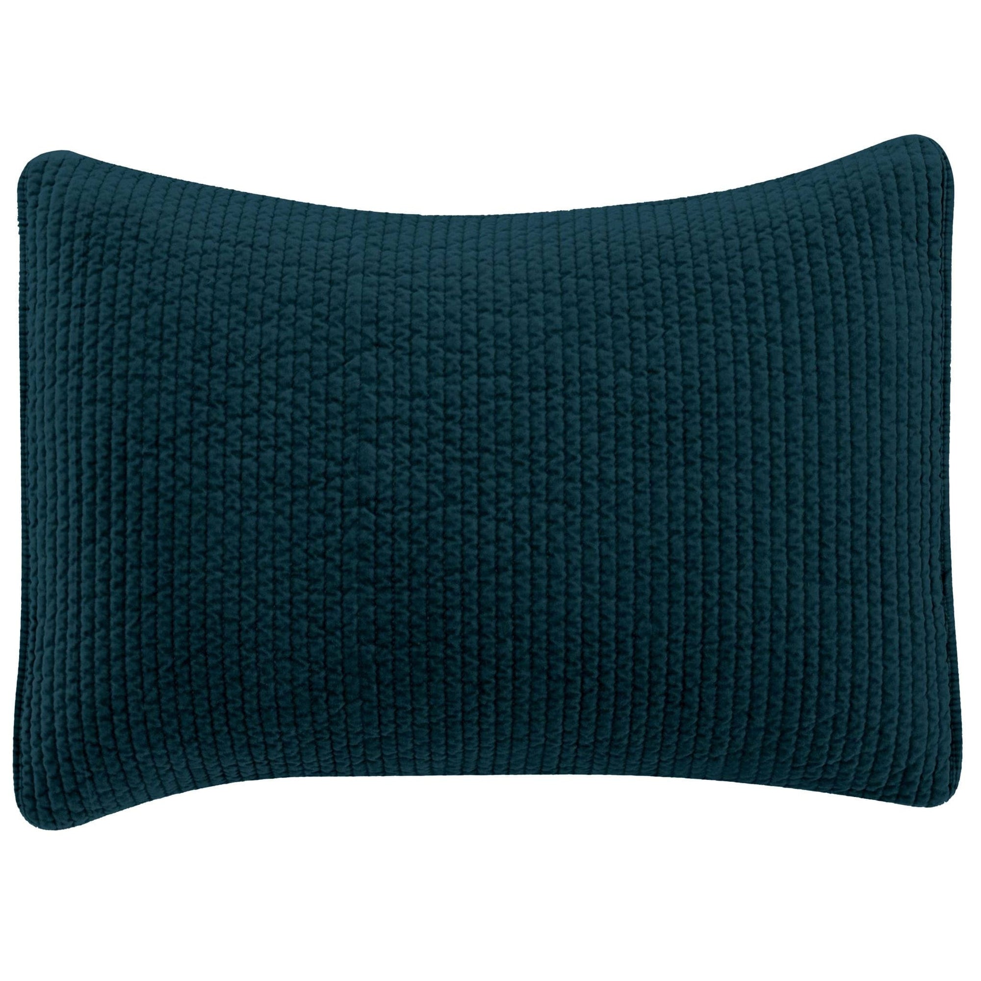 Stonewashed Cotton Quilted Velvet Pillow Sham Standard / Deep Blue Sham