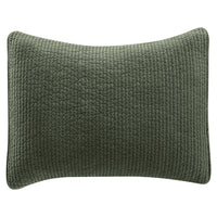 Stonewashed Cotton Quilted Velvet Pillow Sham Standard / Fern Green Sham
