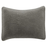 Stonewashed Cotton Quilted Velvet Pillow Sham Standard / Gray Sham