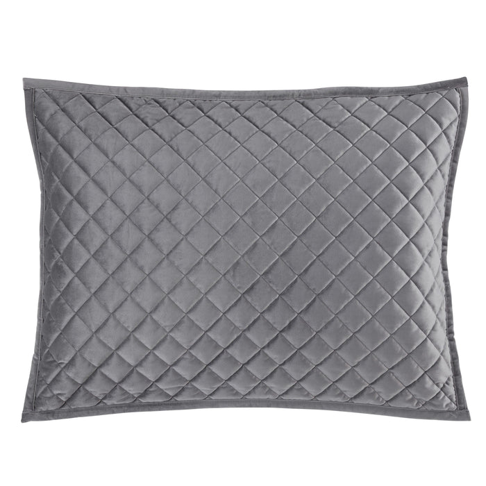Velvet Quilted Pillow Sham - Standard/King (PAIR) Standard / Gray Sham