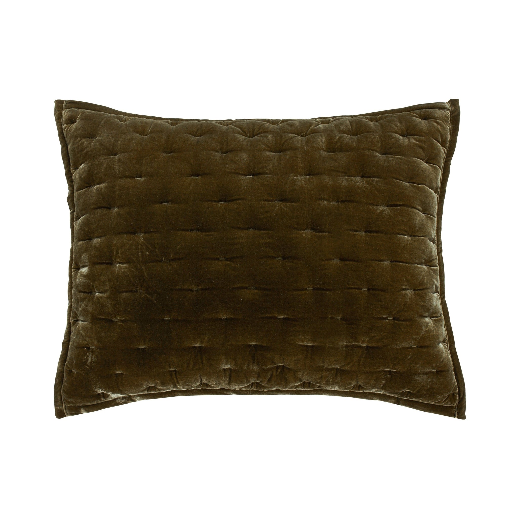 Stella Faux Silk Velvet Pillow Sham Standard / Green Ochre Sham