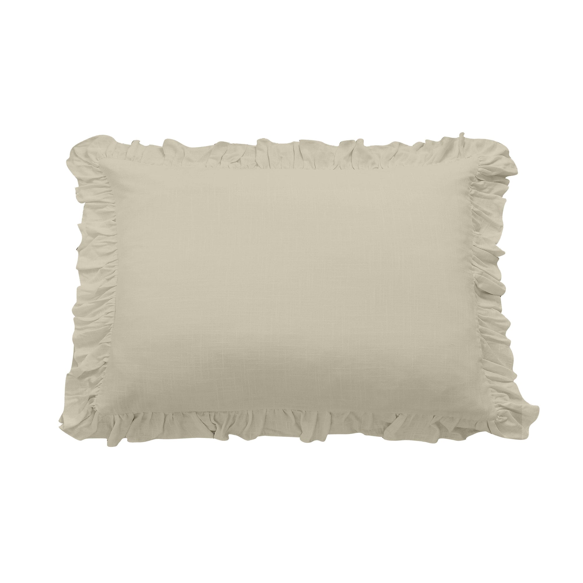 Lily Washed Linen Ruffled Pillow Sham Standard / Light Tan Sham