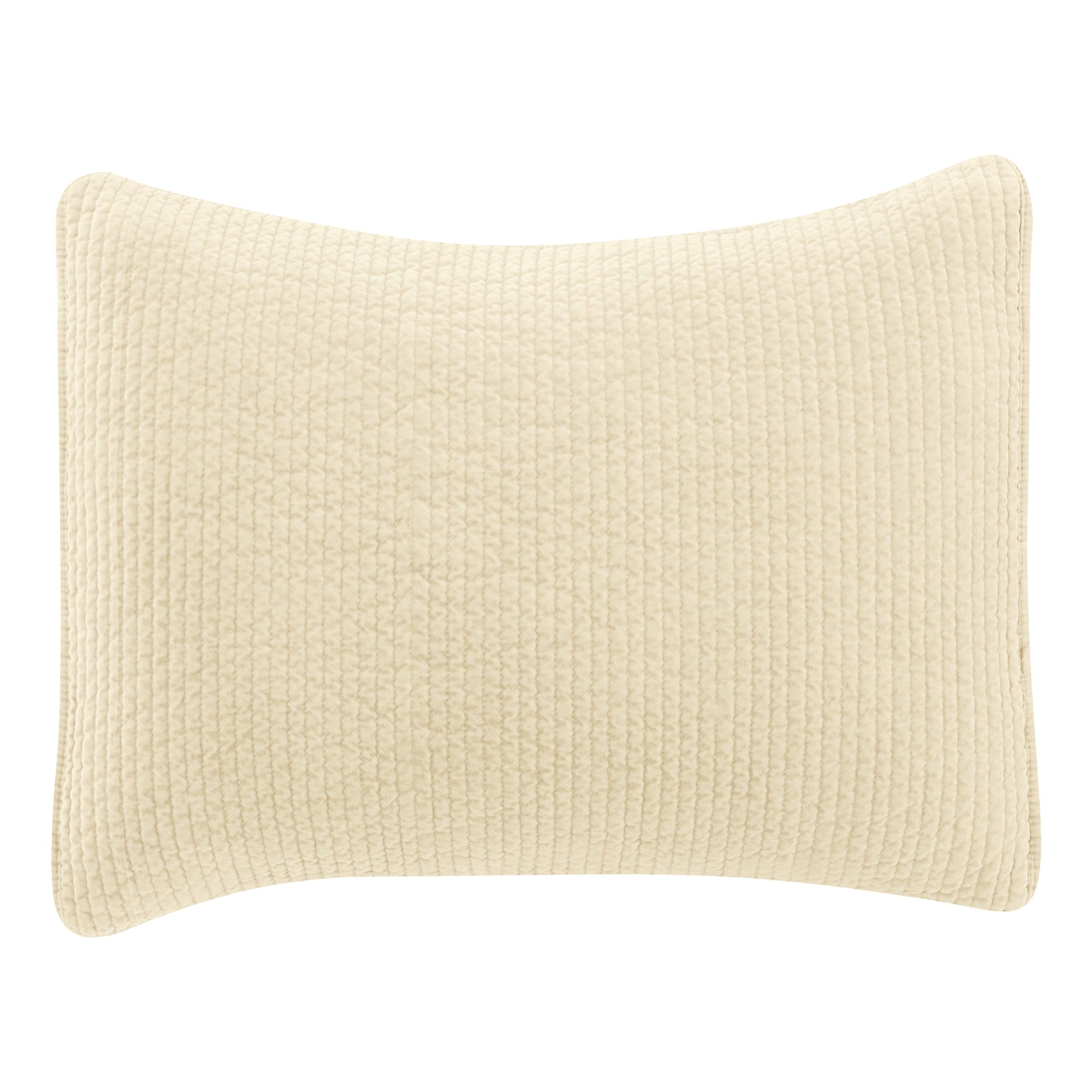 Stonewashed Cotton Quilted Velvet Pillow Sham Standard / Light Tan Sham