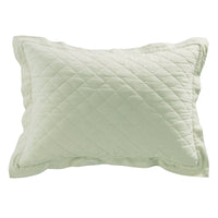 Linen Cotton Diamond Quilted Pillow Sham Standard / Seafoam Sham