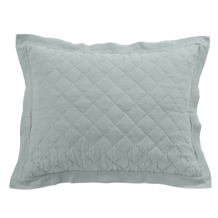 Linen Cotton Diamond Quilted Pillow Sham Standard / Seaglass Sham