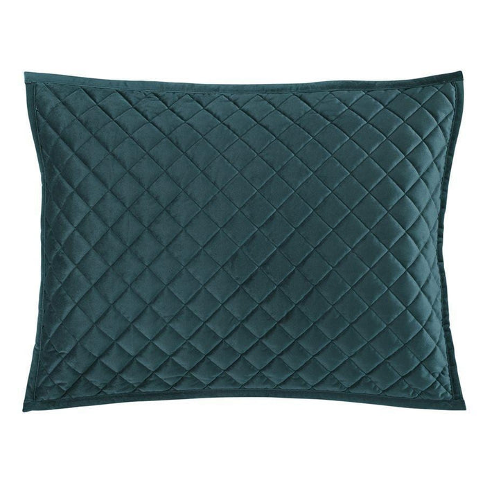 Velvet Quilted Pillow Sham - Standard/King (PAIR) Standard / Teal Sham