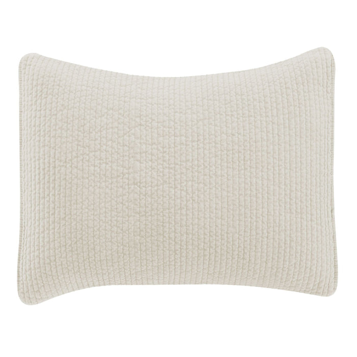 Stonewashed Cotton Quilted Velvet Pillow Sham Standard / Vintage White Sham