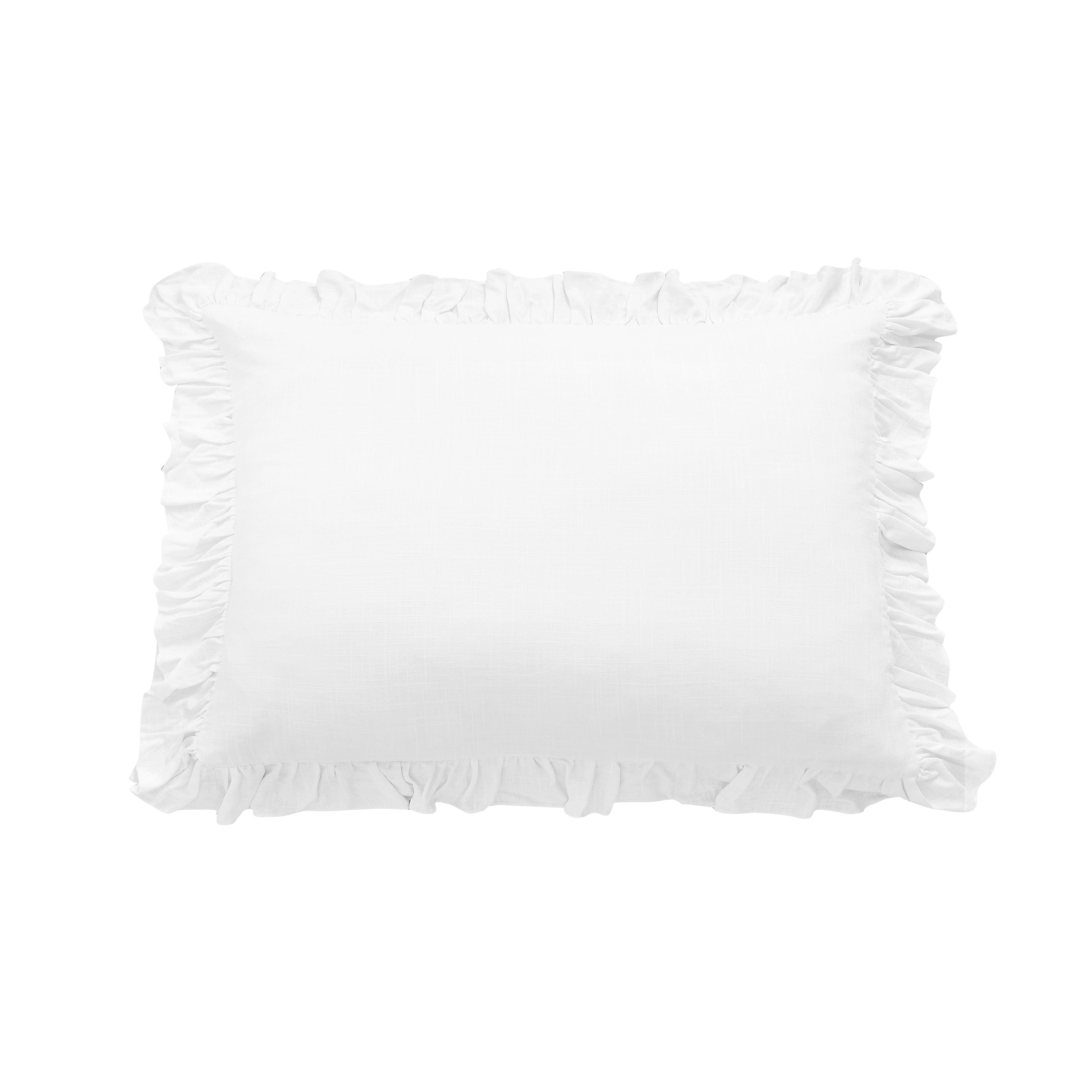 Lily Washed Linen Ruffled Pillow Sham Standard / White Sham