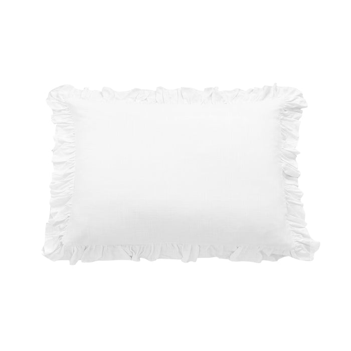 Lily Washed Linen Ruffled Pillow Sham Standard / White Sham