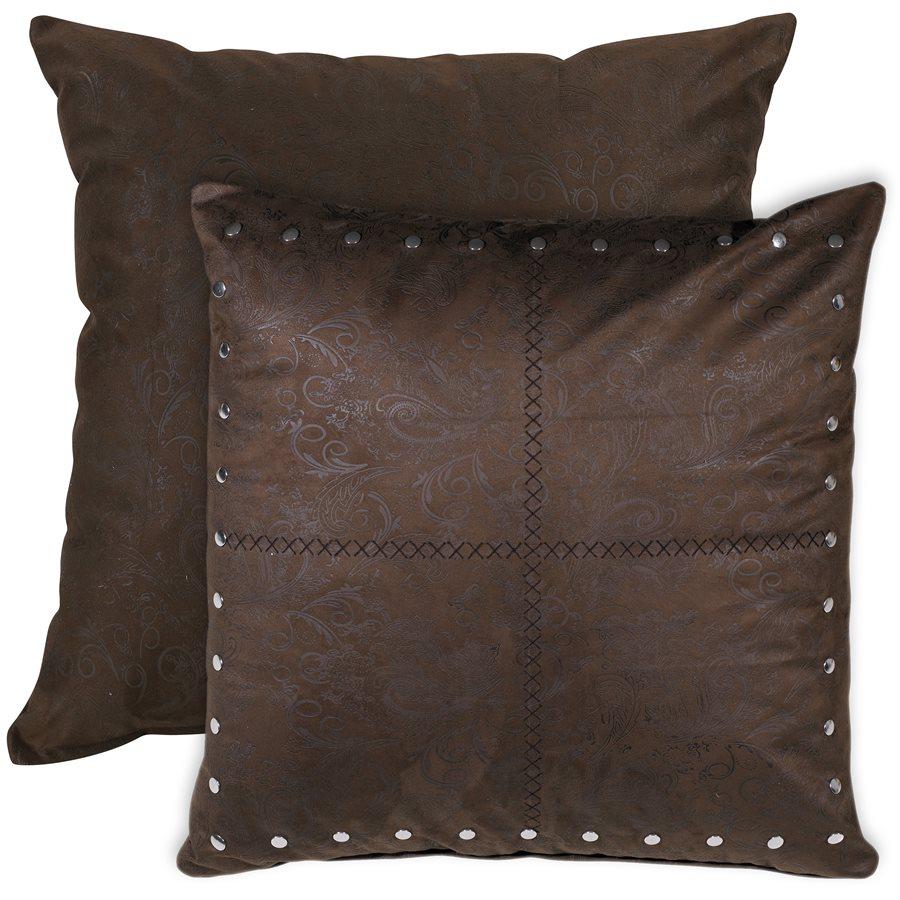 Tucson Chocolate Studded Leather Euro Sham - Reversible Sham