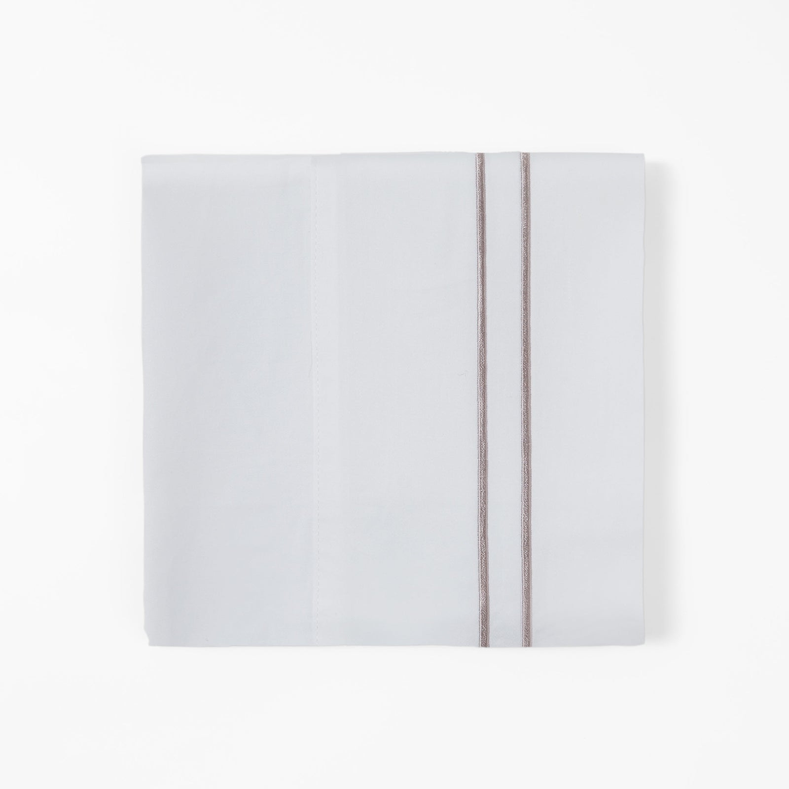 350 TC Taupe Stripe Embroidered White Sheet Set Sheet