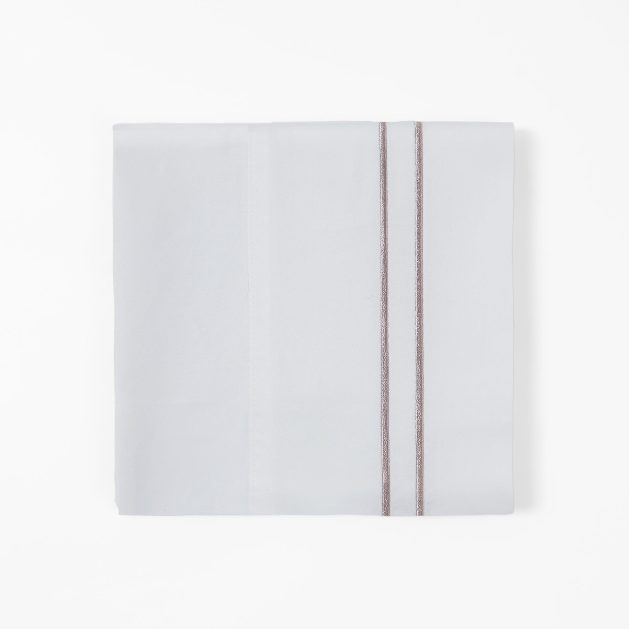 350 TC Taupe Stripe Embroidered White Sheet Set Sheet