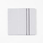 350 TC White Sheet Set With Gray Stripe Embroidery Queen Sheet