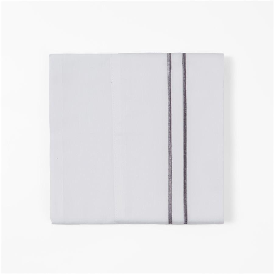 350 TC White Sheet Set With Gray Stripe Embroidery Queen Sheet