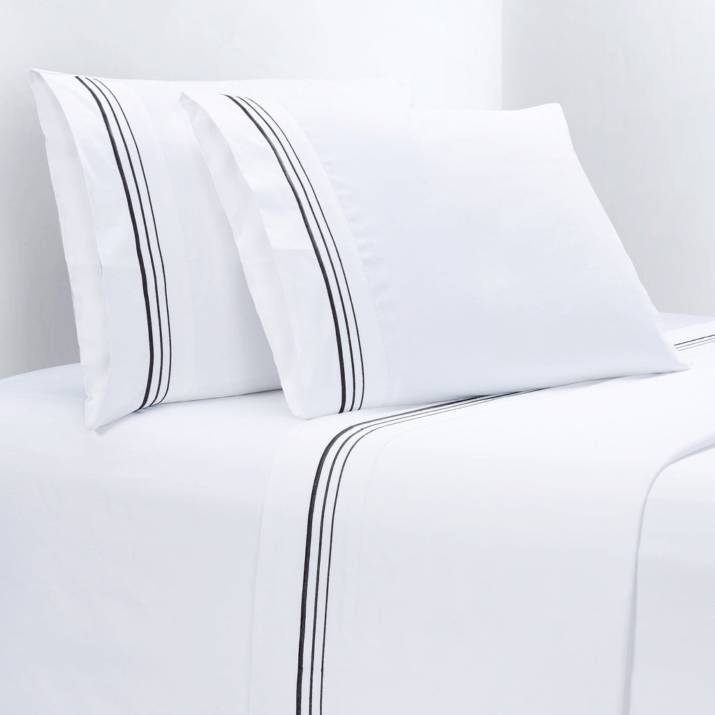 350TC Embroidered Border Sheet Set Queen / Black Sheet