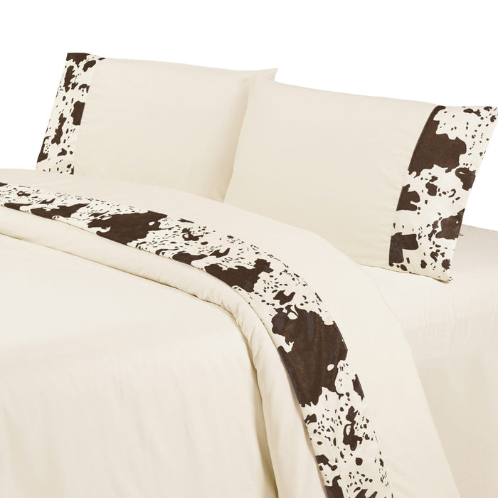 Western Star Embroidered Cream Queen Sheet Set - Exclusive Bed Sheets