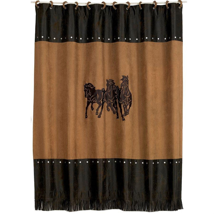 3-Horse Tan & Chocolate Shower Curtain Shower Curtain