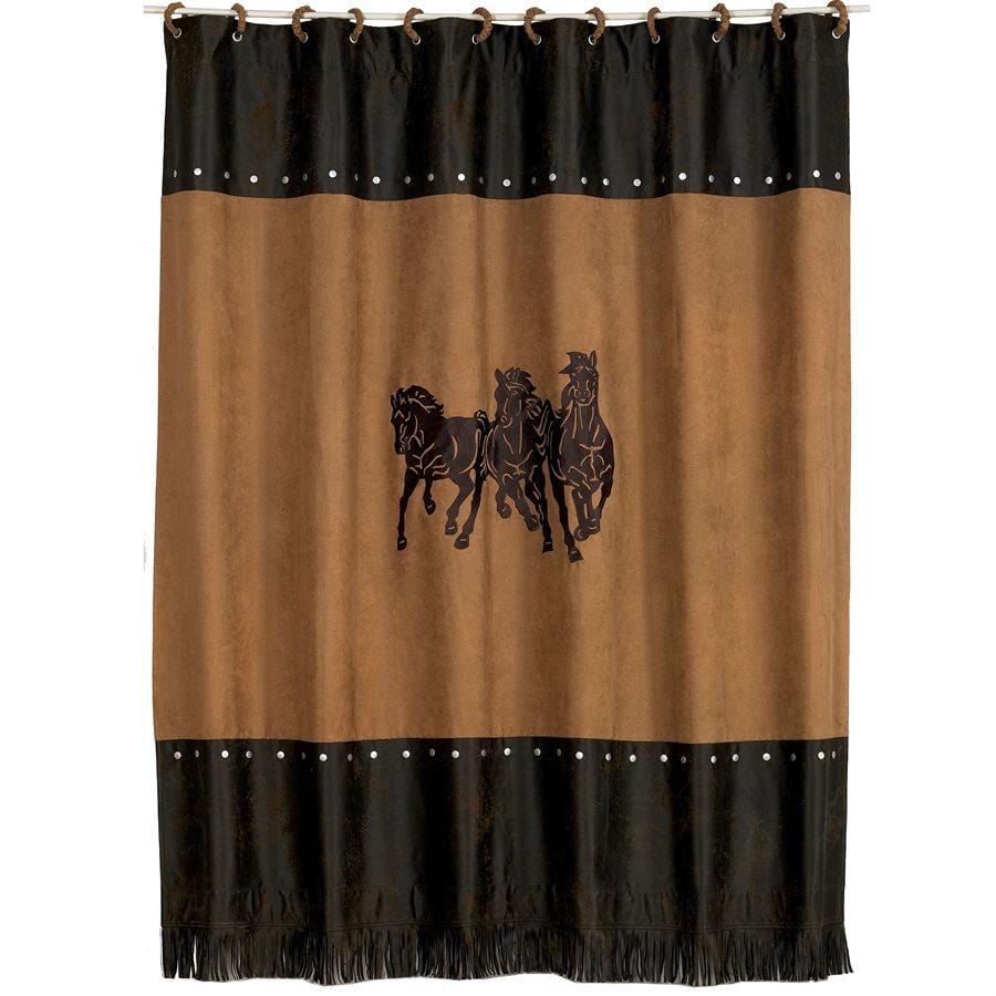 3-Horse Tan & Chocolate Shower Curtain Shower Curtain