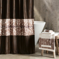 Axis Faux Leather Shower Curtain w/ Deer Fur Design Shower Curtain