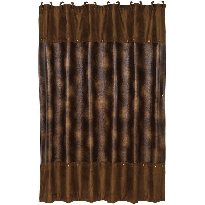 Brown Faux Leather Shower Curtain, Studded Shower Curtain