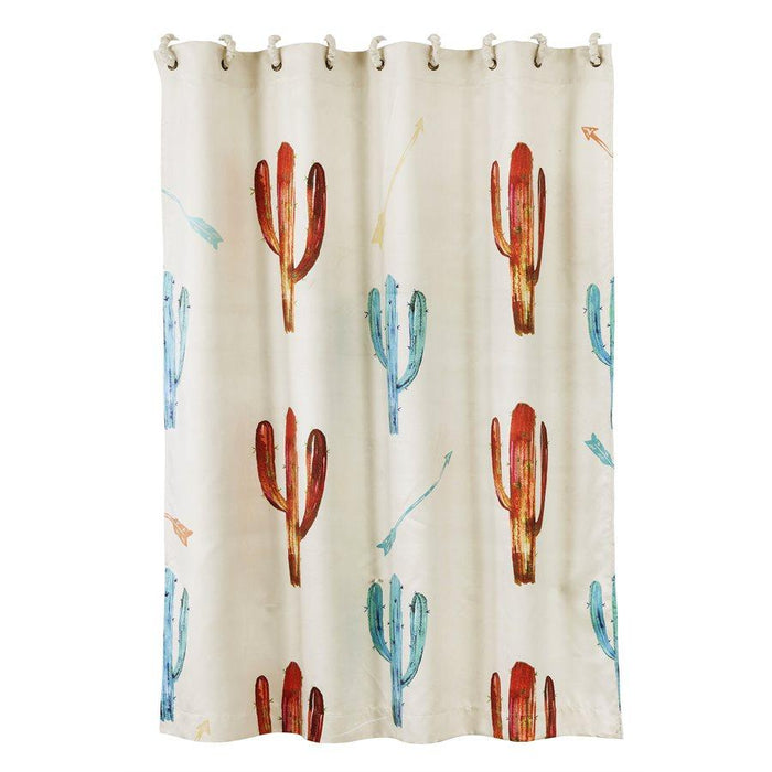 Cactus & Arrows Shower Curtain, Coral & Turquoise Shower Curtain