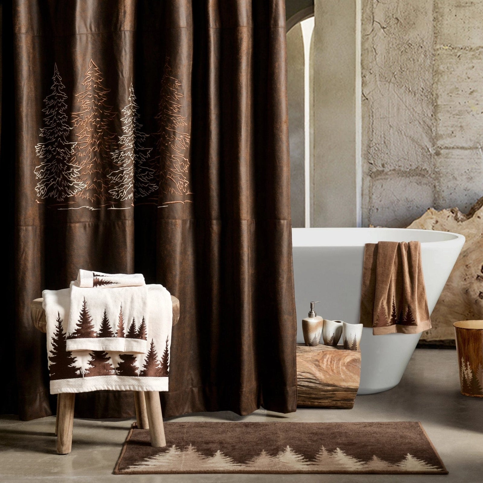 Clearwater Pines Chocolate Shower Curtain Shower Curtain
