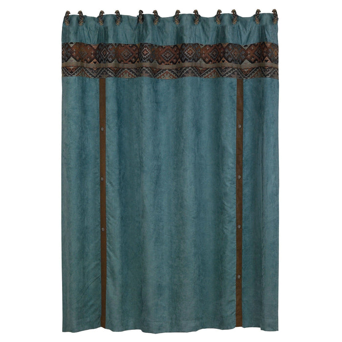 Del Rio Faux Suede Shower Curtain, Teal Blue Shower Curtain
