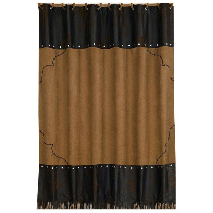 Embroidered Barbwire Shower Curtain, Tan & Chocolate Shower Curtain