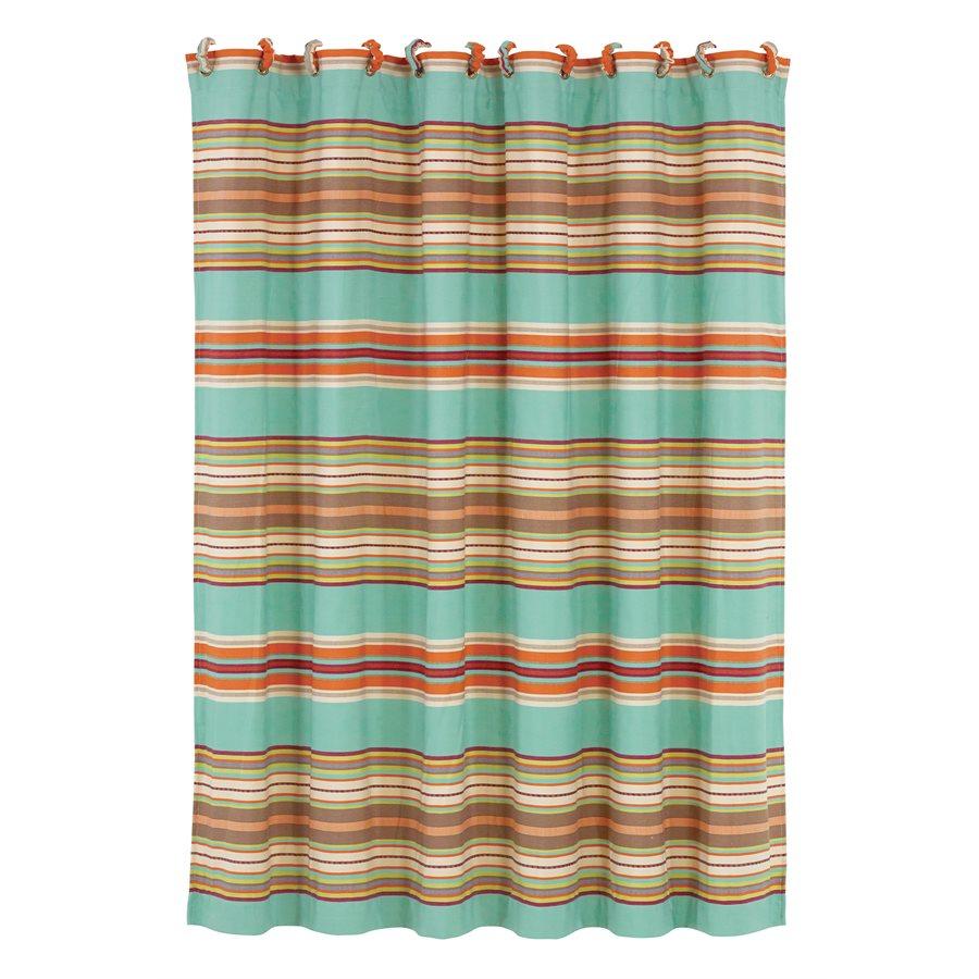 Serape Shower Curtain, Turquoise Stripe Shower Curtain