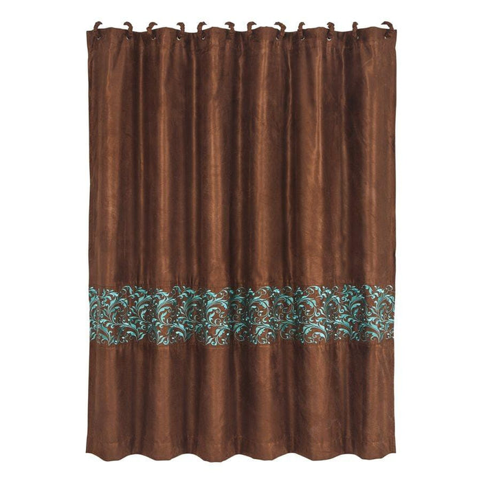 Wyatt Shower Curtain w/ Turquoise Scrollwork Shower Curtain