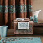 Wyatt Shower Curtain w/ Turquoise Scrollwork Shower Curtain