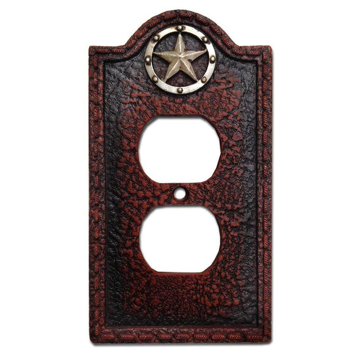 Leather Grain Single Outlet Cover Wall Plate Switch Plates & Outlet Covers