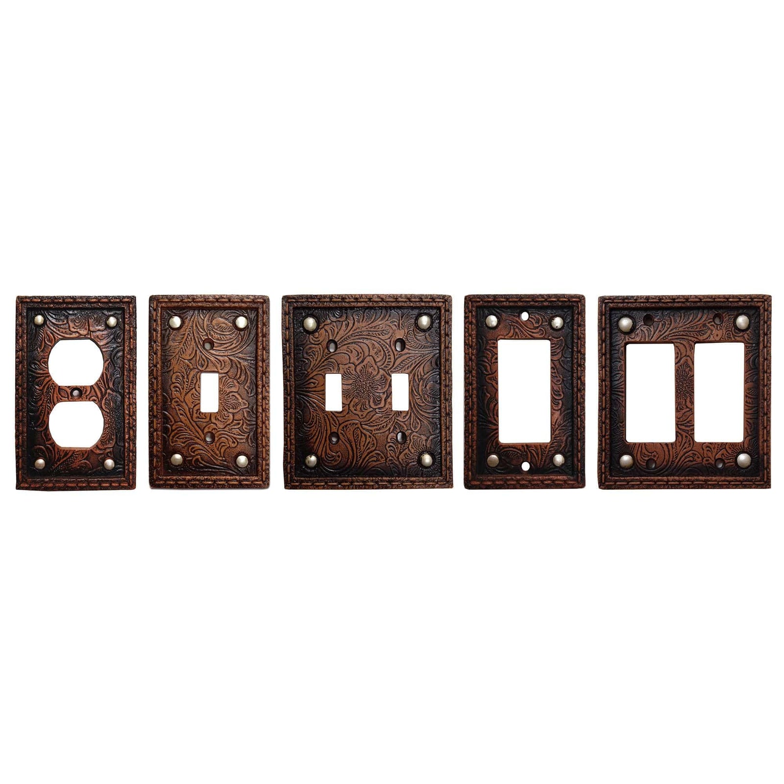 Tooled Resin Double Rocker Wall Switch Plate Switch Plates & Outlet Covers