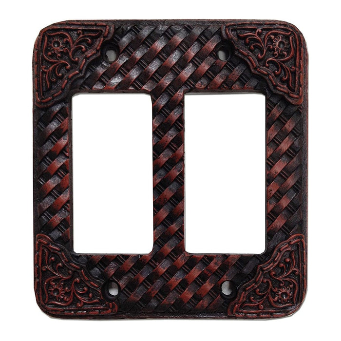 Tooled Resin Weaver Double Rocker Wall Switch Plate Switch Plates & Outlet Covers