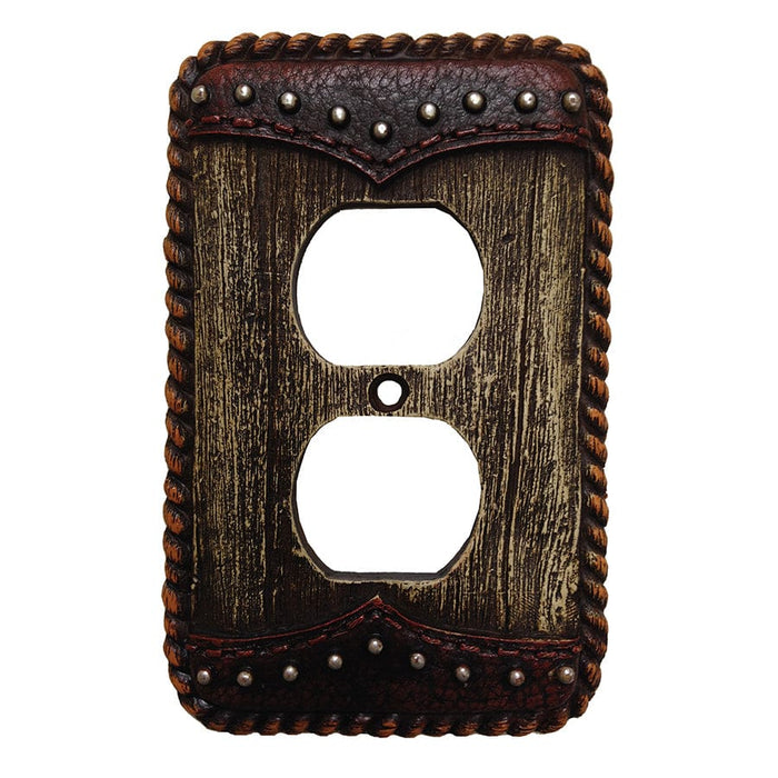 Woodgrain Single Outlet Cover Wall Plate Switch Plates & Outlet Covers